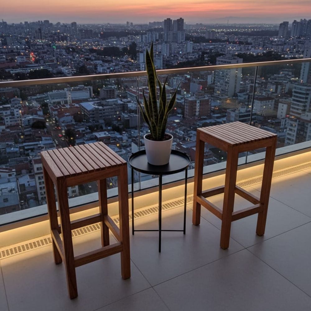 SILLA DE BAR CUADRADA EN MADERA TORNILLO COLOR CARAMELO | 70X35X35 CM - 2