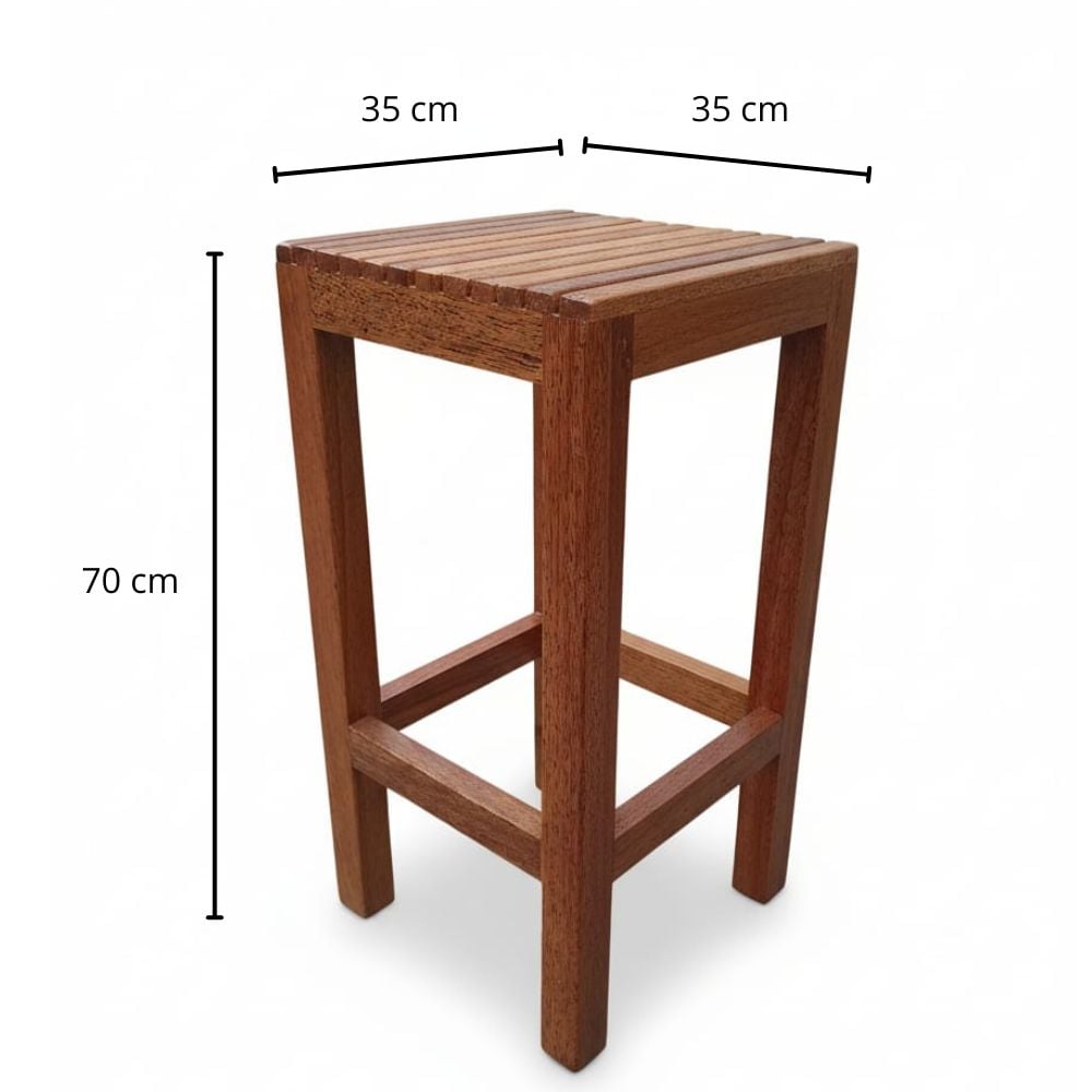 SILLA DE BAR CUADRADA EN MADERA TORNILLO COLOR CARAMELO | 70X35X35 CM - 5