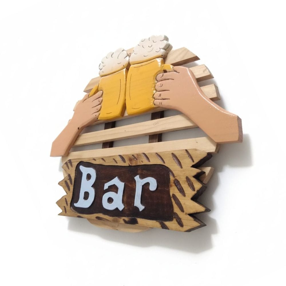 CUADRO DECORATIVO BAR EN MADERA PINO| ESTILO VINTAGE 62X65 CM - 1