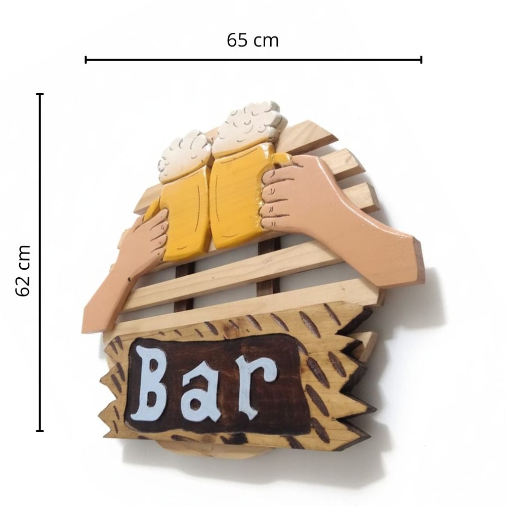 CUADRO DECORATIVO BAR EN MADERA PINO| ESTILO VINTAGE 62X65 CM - 3
