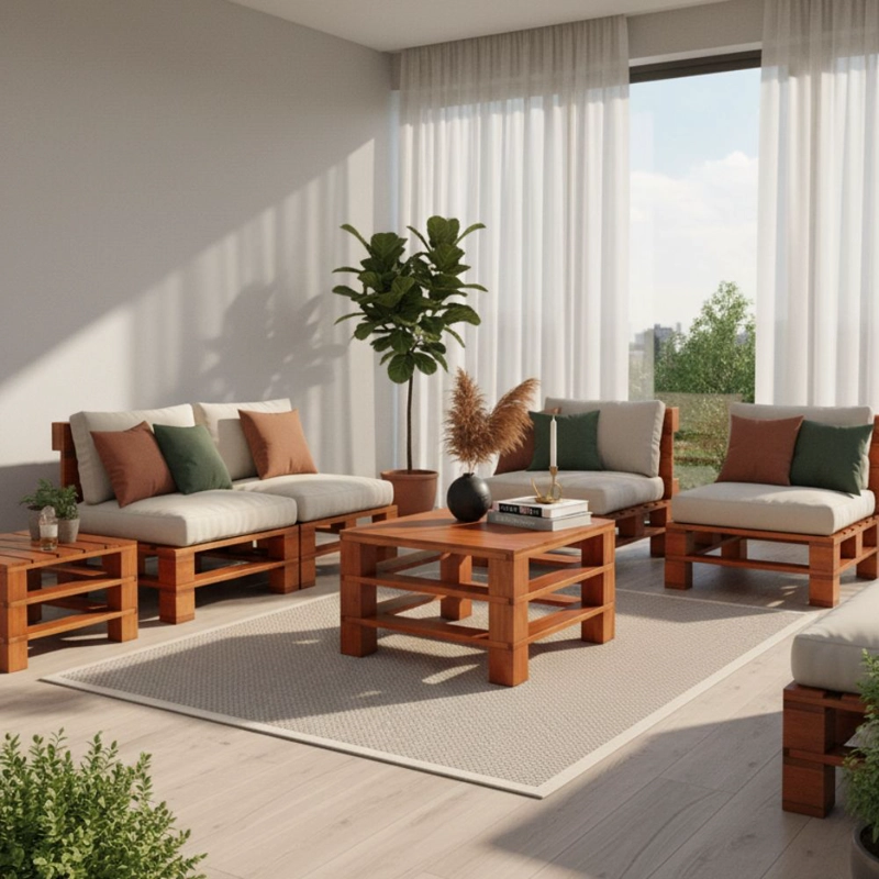 MESA DE CENTRO EN MADERA PINO  GOREEN CARAMELO - 6