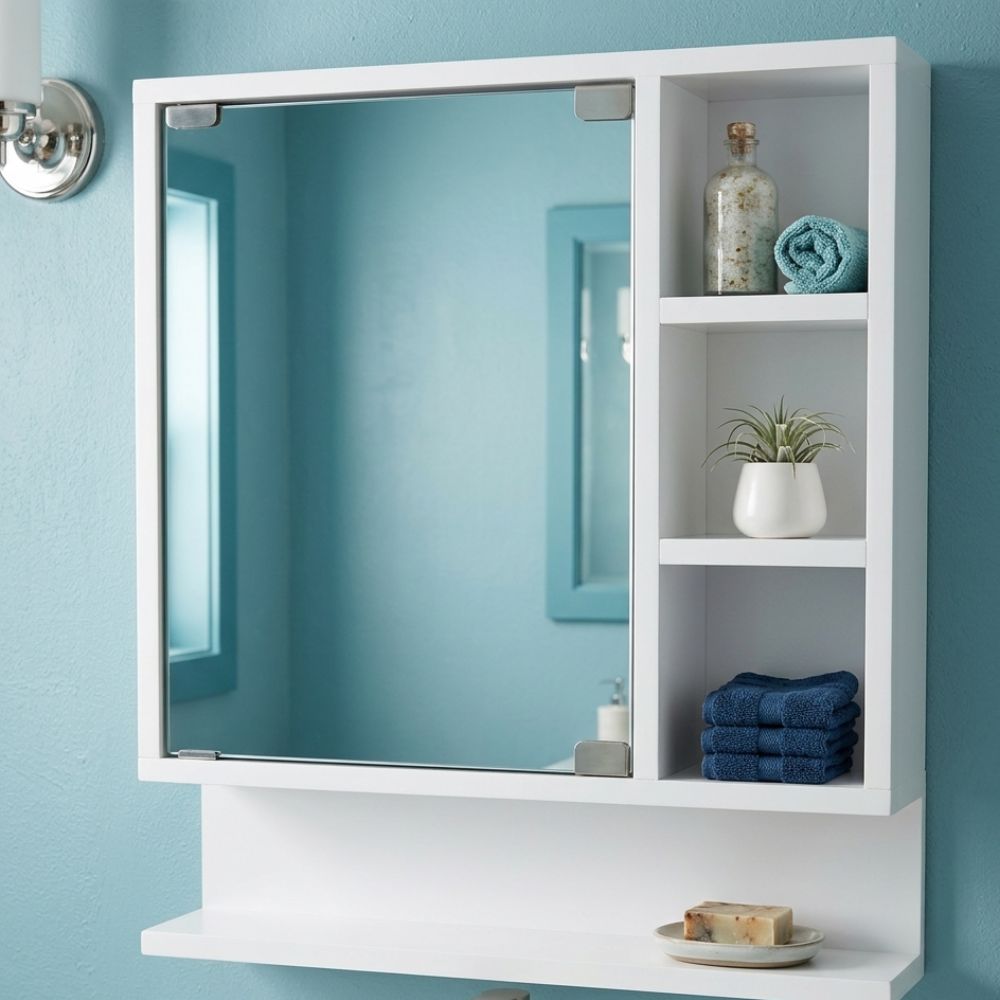 REPISA DE BAÑO CON ESPEJO EN BLANCO - 2