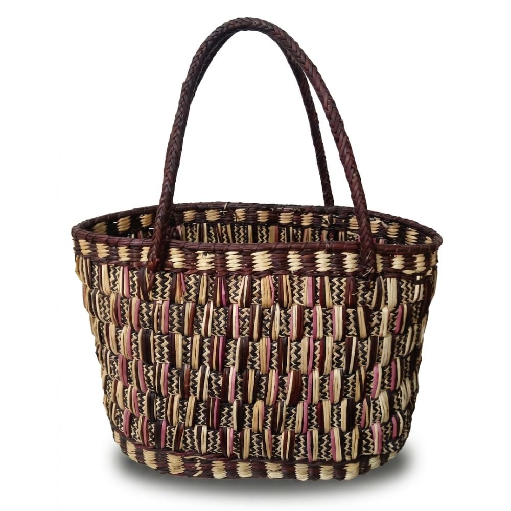 BOLSO PLAYERODE JUNCO EN MARRON TEJIDO A MANO - MODELO DELEZ - 1