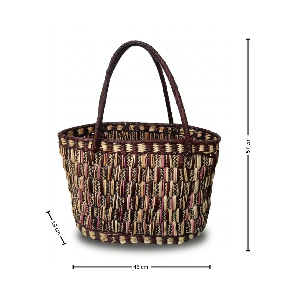 BOLSO PLAYERODE JUNCO EN MARRON TEJIDO A MANO - MODELO DELEZ - 3