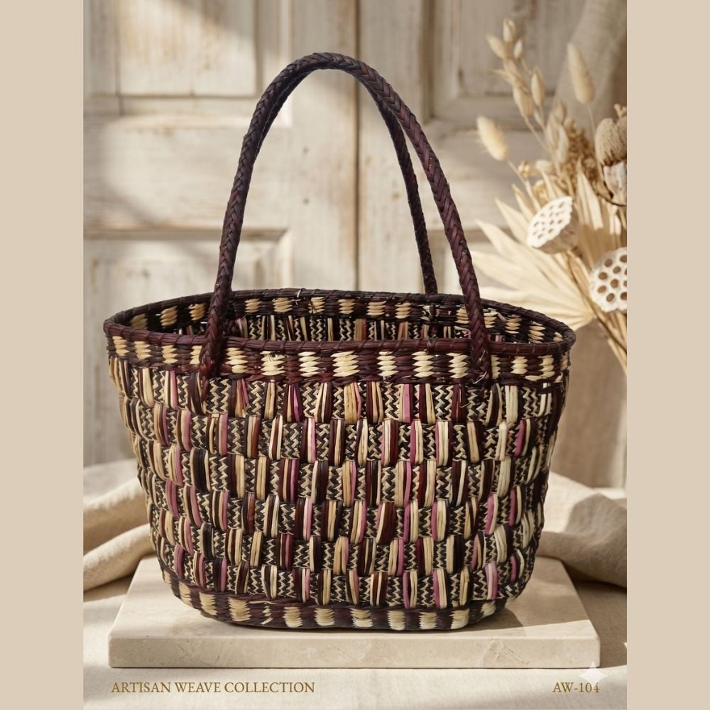 BOLSO PLAYERODE JUNCO EN MARRON TEJIDO A MANO - MODELO DELEZ - 5