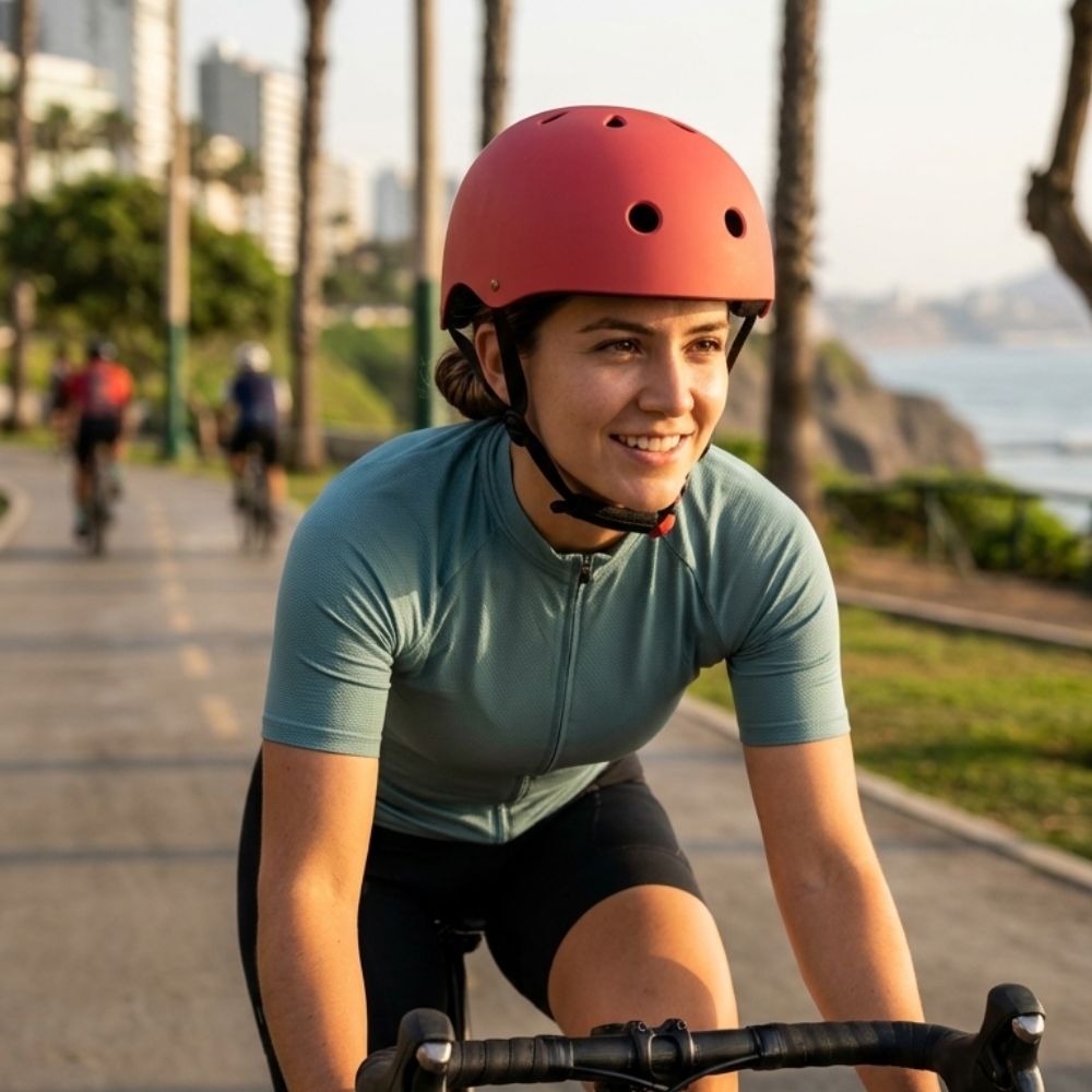 CASCOS DE BICICLETA OLLIE ROSA TALLA L CON LUZ TRASERA Y CORREA AJUSTABLE - 3