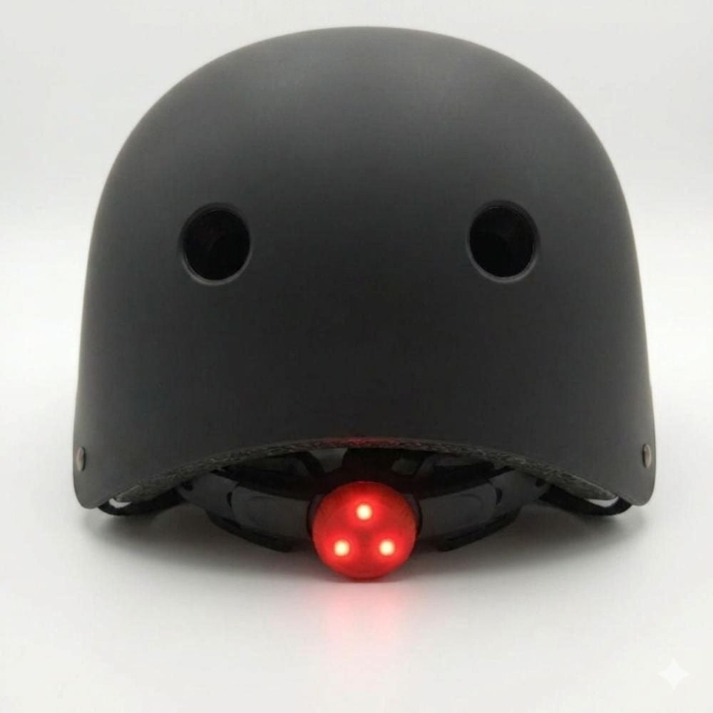 CASCOS DE BICICLETA OLLIE NEGRO TALLA L CON LUZ TRASERA Y CORREA - 3