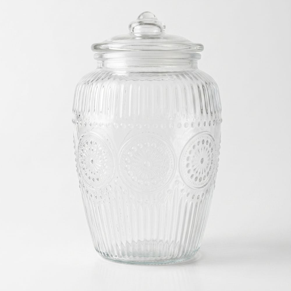 CONTENEDOR CANISTER DE VIDRIO LABRADO CON TAPA HERMETICA BURKINGAN II 2000 ML - 1