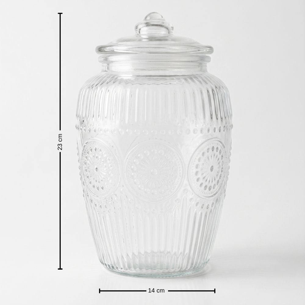 CONTENEDOR CANISTER DE VIDRIO LABRADO CON TAPA HERMETICA BURKINGAN II 2000 ML - 3