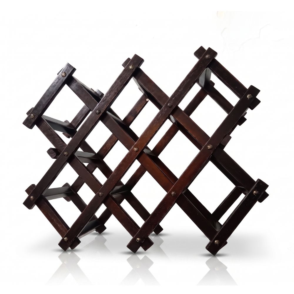 VINERA MONTEVIDEO DE MADERA PINO PLEGABLE PARA 10 BOTELLAS COLO MARRON - 1