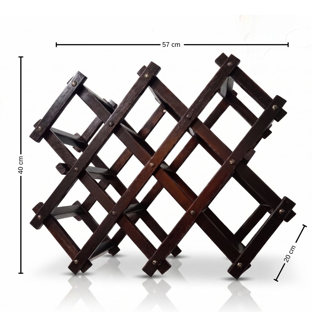 VINERA MONTEVIDEO DE MADERA PINO PLEGABLE PARA 10 BOTELLAS COLO MARRON - 3