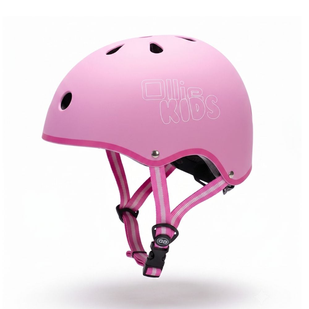 CASCOS DE BICICLETA OLLIE KIDS ROSADO XS CON LUCES LED TRASERAS PROTECCION PARA NIÑAS - 1