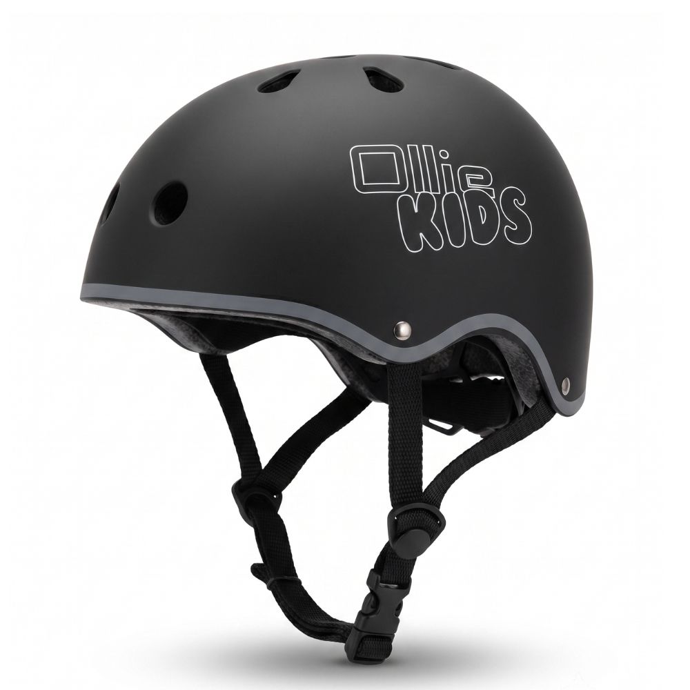CASCO DE BICICLETA OLLIE KIDS NEGRO TALLA XS CON LUZ TRASERA PROTECCION PARA NIÑOS - 1