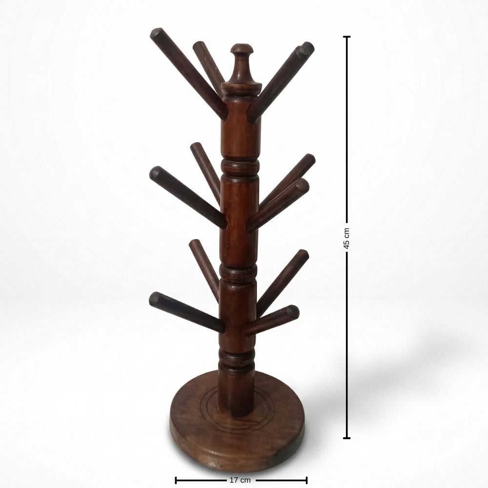 PORTA VASO DE MADERA PARA TAZAS Y VASOS MARRON - 2