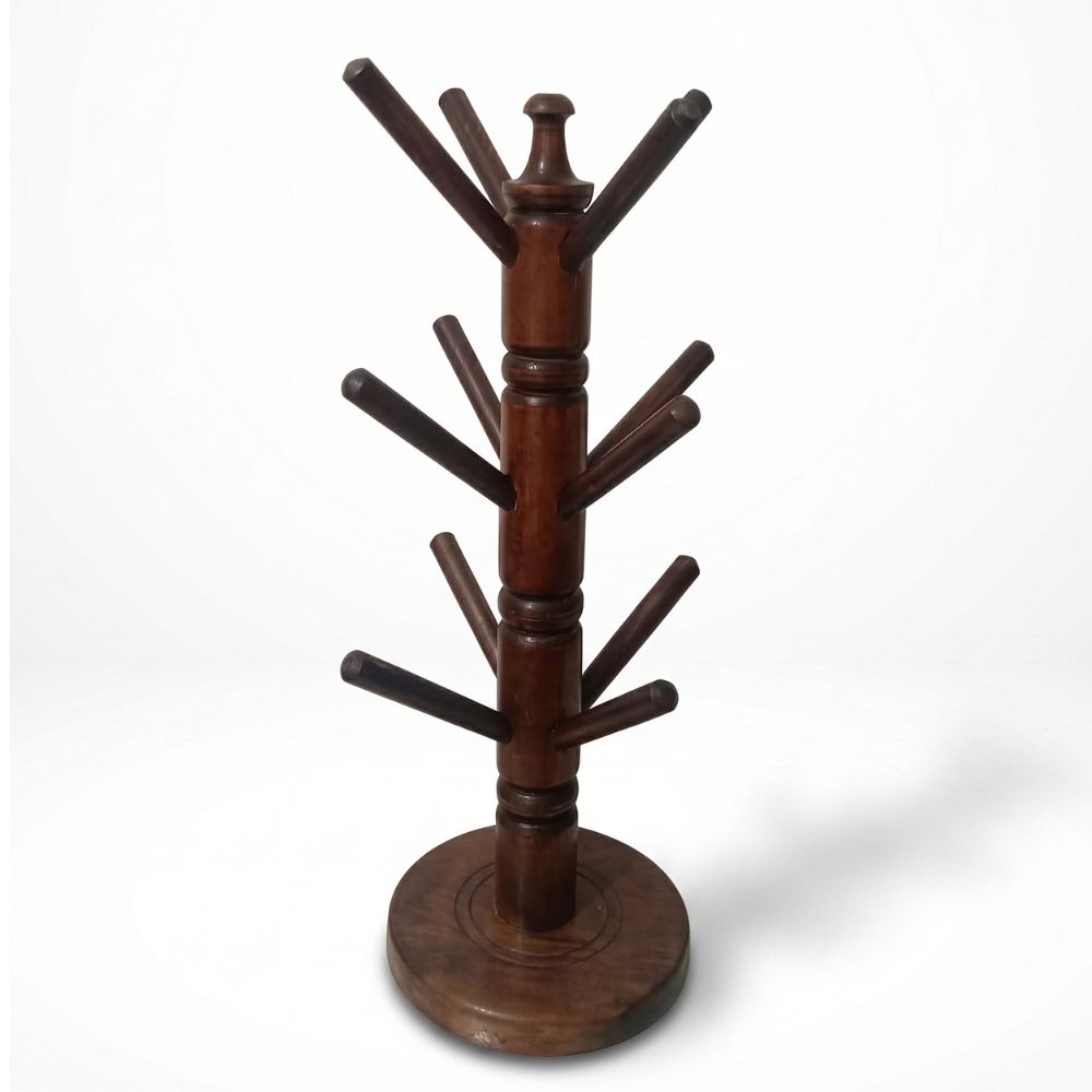 PORTA VASO DE MADERA PARA TAZAS Y VASOS MARRON - 4