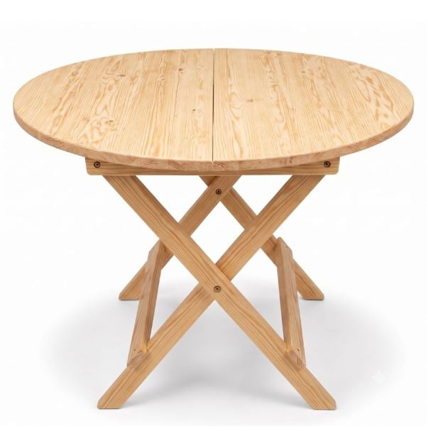 MESA PLEGABLE REDONDA ALAMO 100 CM  - MADERA PINO COLOR NATURAL - 1