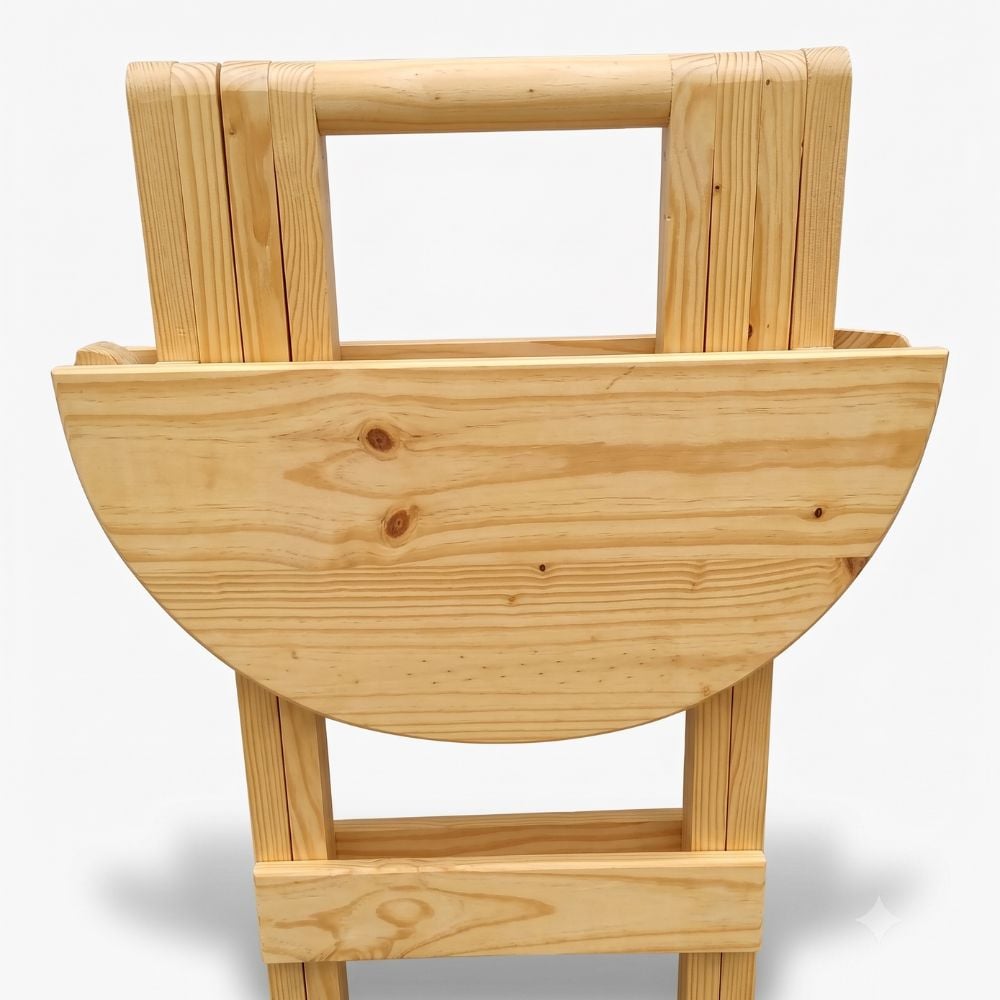 MESA PLEGABLE REDONDA ALAMO 100 CM  - MADERA PINO COLOR NATURAL - 2