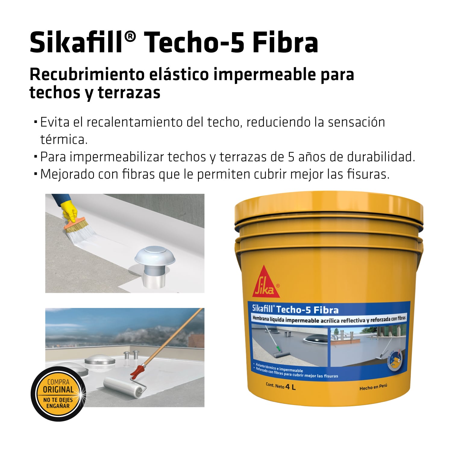 DUOPACK MEMBRANA LÍQUIDA ELÁSTICA PARA IMPERMEABILIZAR TECHOS Y TERRAZAS X 4 LT - 4