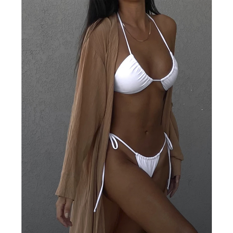 BIKINI PUSH UP LICRA MUJER SOLARY BLANCO BRASILERO - 1