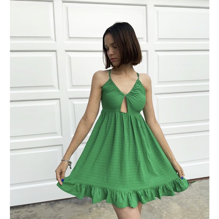 VESTIDO CORTO SEDA MUJER SOLARY VERDE 'DOLCE' - 1