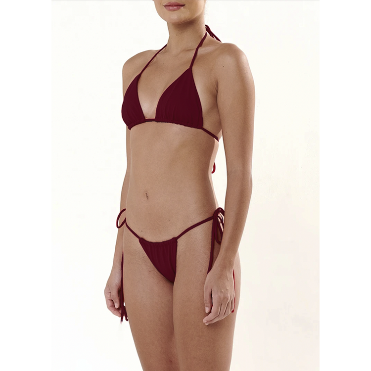 BIKINI PUSH UP LICRA MUJER SOLARY VINO 2 PIEZAS 'BRASILERO' CONCHE - 2