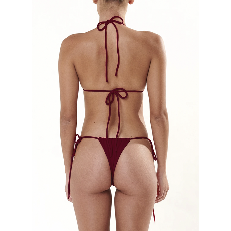 BIKINI PUSH UP LICRA MUJER SOLARY VINO 2 PIEZAS 'BRASILERO' CONCHE - 4