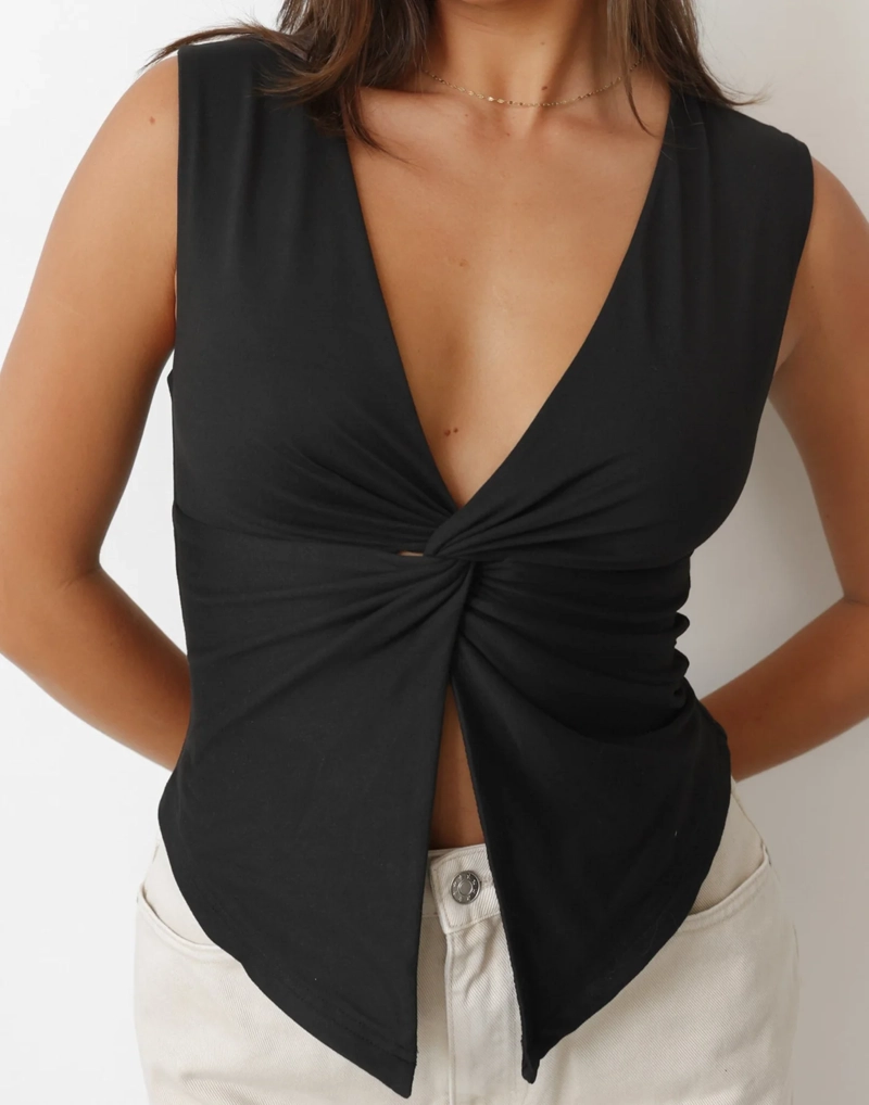 BLUSA SIN MANGAS SPANDEX MUJER SOLARY NEGRO AMELIA - 1