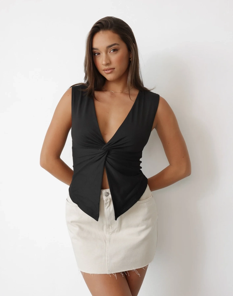 BLUSA SIN MANGAS SPANDEX MUJER SOLARY NEGRO AMELIA - 2