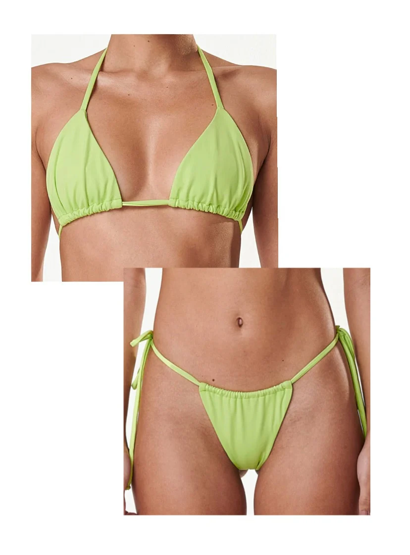 BIKINI LYCRA MUJER SOLARY VERDE MANZANA PUSH UP LICRA VERDE CLARO BRASILERO - 1