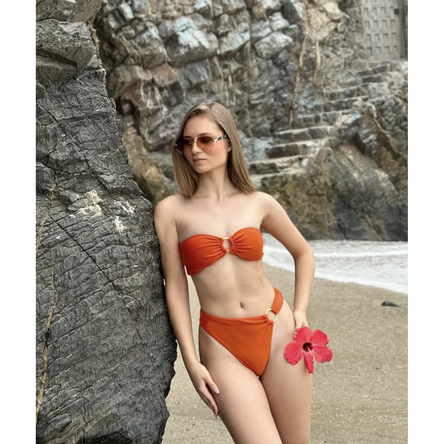 BIKINI LICRA MUJER SOLARY NARANJA 2 PIEZAS ESTELA - 1