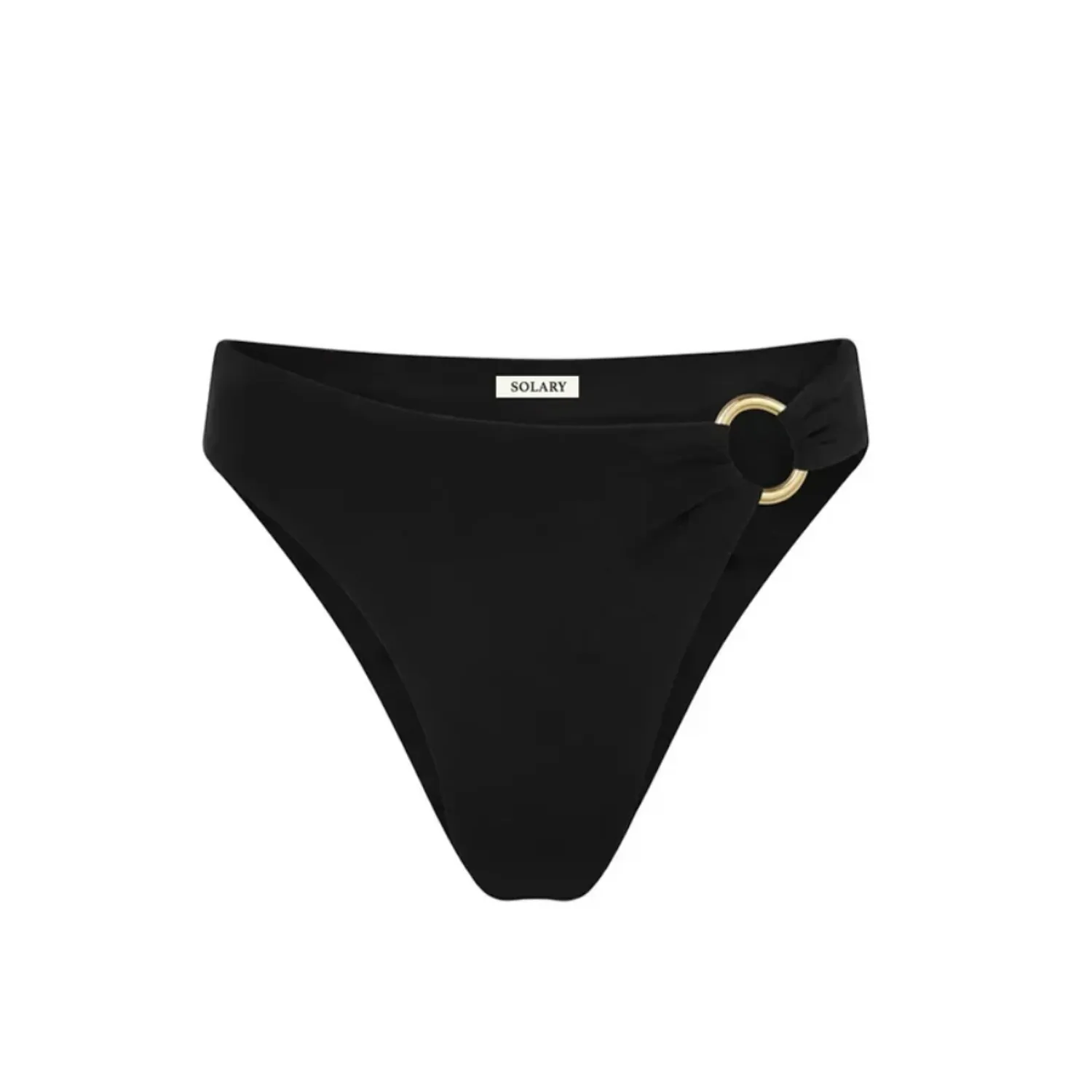 CALZÓN DE BIKINI LICRA MUJER SOLARY NEGRO BOTTOM TIRO ALTO CON ARO - 1