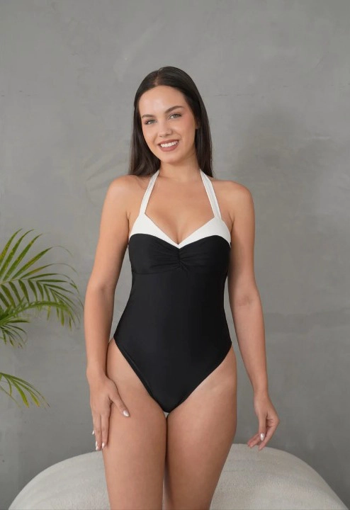 ROPA DE BAÑO LICRA MUJER SOLARY 1 PIEZA  NEGRO Y BLANCO 'ELA' - 1