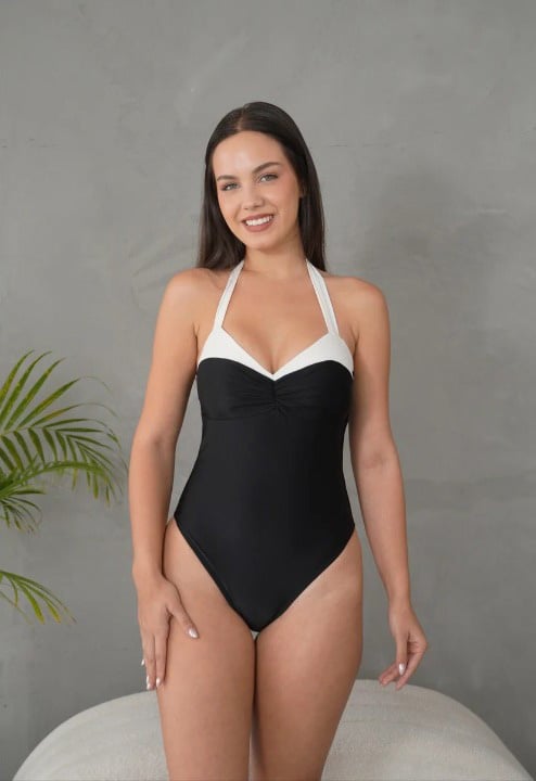 ROPA DE BAÑO LICRA MUJER SOLARY 1 PIEZA NEGRO Y BLANCO 'ELA' - 1