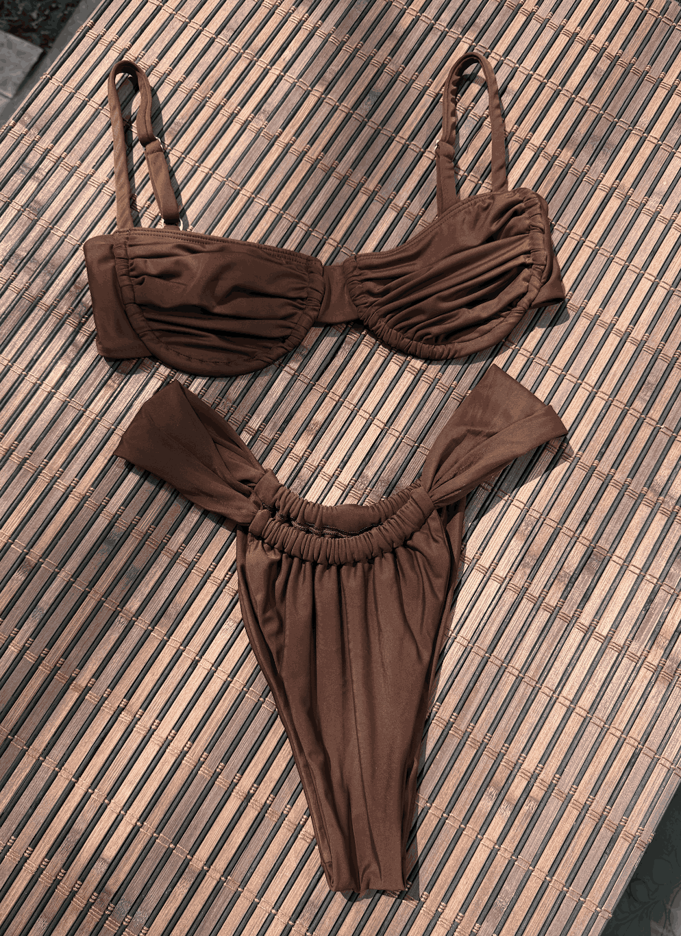 BIKINI TOP PUSH UP LICRA MUJER SOLARY CORRUGADO CHOCOLATE - 2