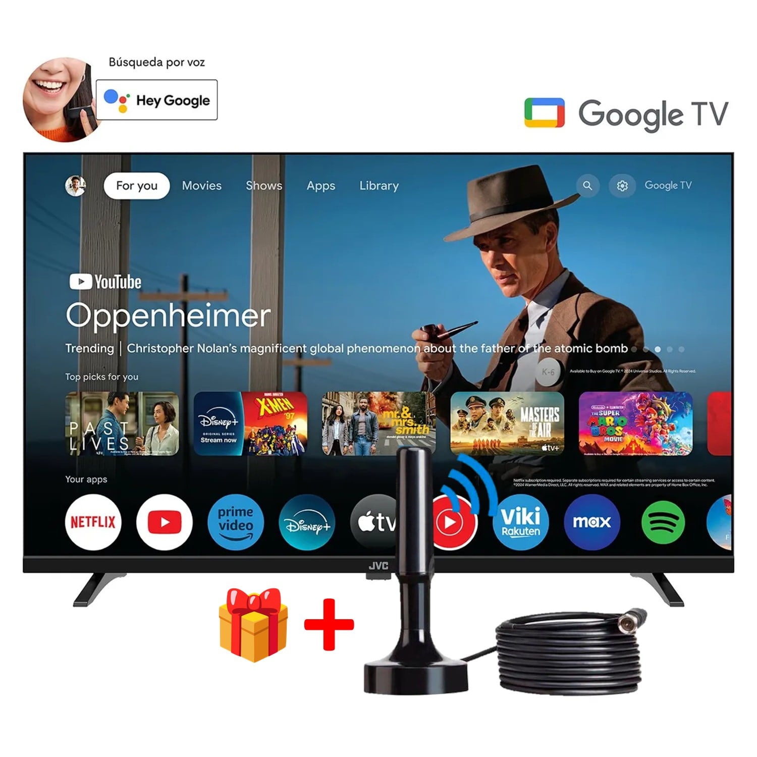 TELEVISOR JVC 32 HD GOOGLE TV LT-32KM138 + ANTENA DIGITAL - 1