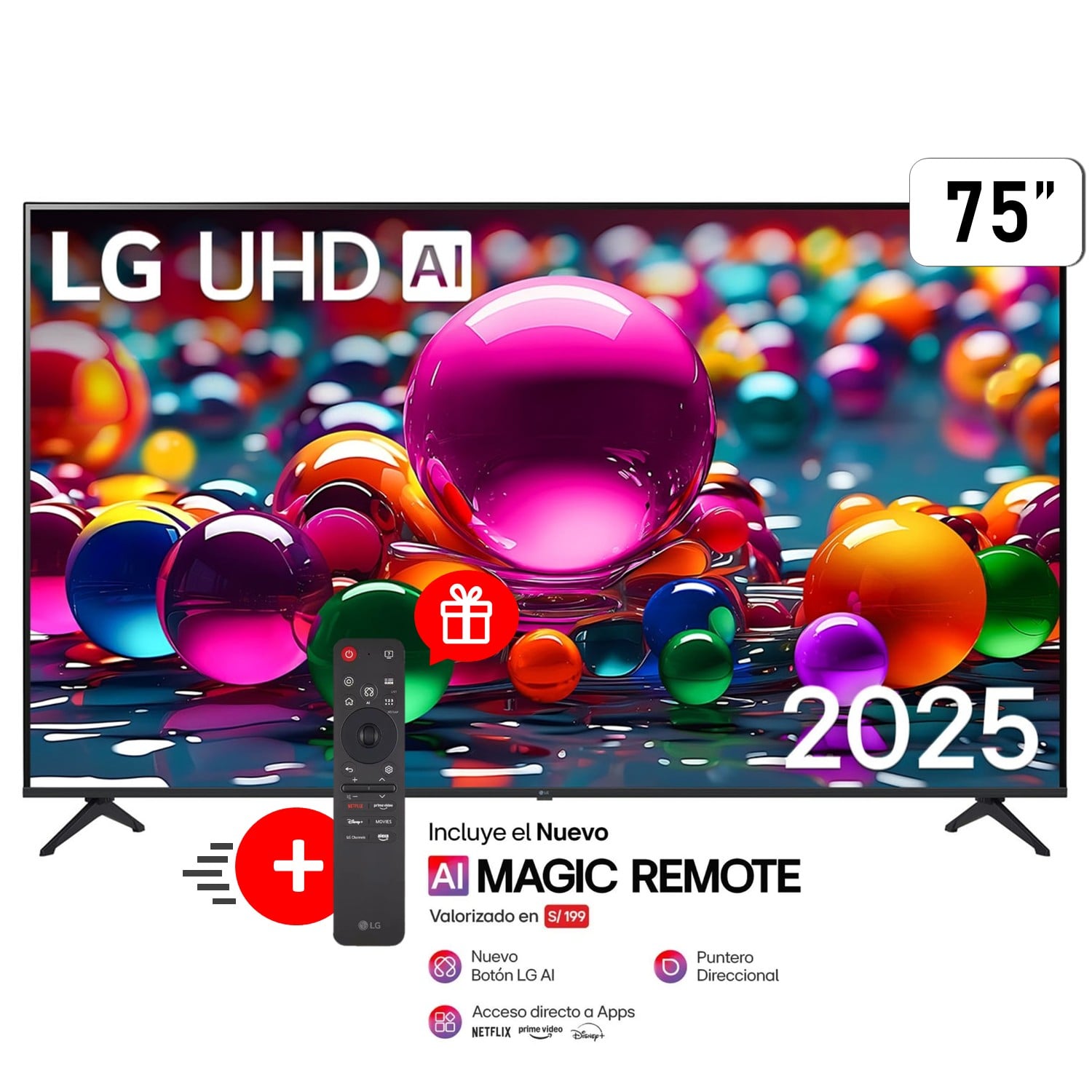TELEVISOR LG 75 UHD 4K THINQ AI SMART TV 75UA8050PSA + CONTROL MAGIC - 1