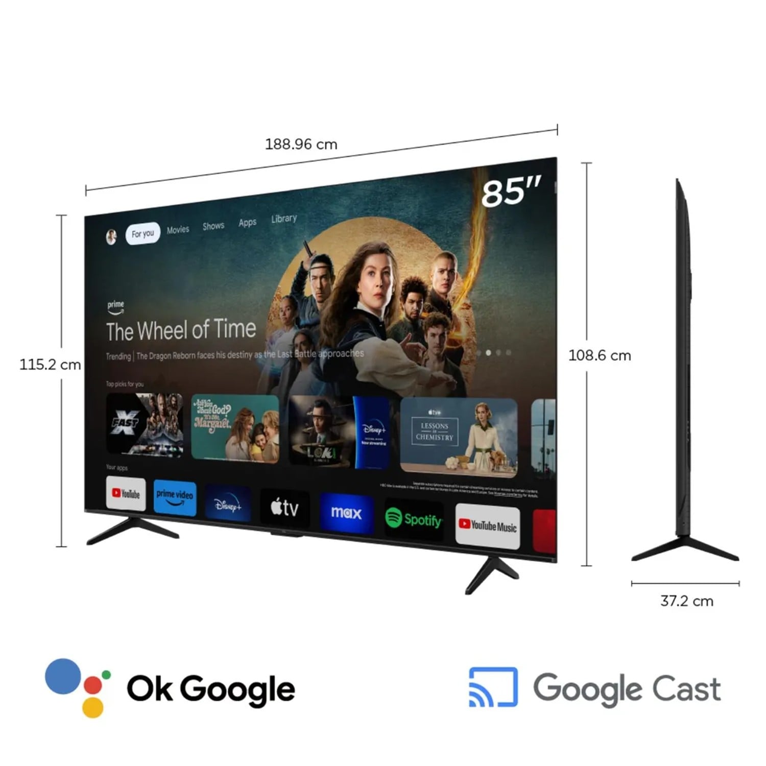 TELEVISOR TCL QLED 85 UHD 4K GOOGLE TV 85A400 + SOUNDBAR 100W - 4