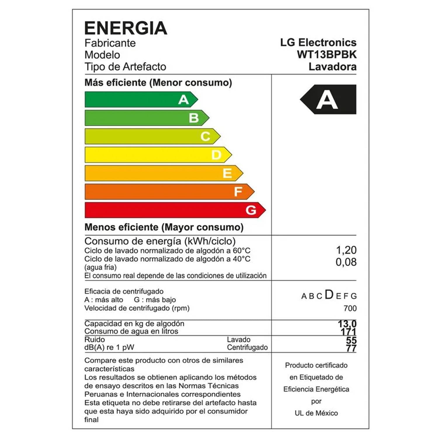 LAVADORA LG 13 KG CARGA SUPERIOR TURBODRUM™ WT13BVTB NEGRO - 7