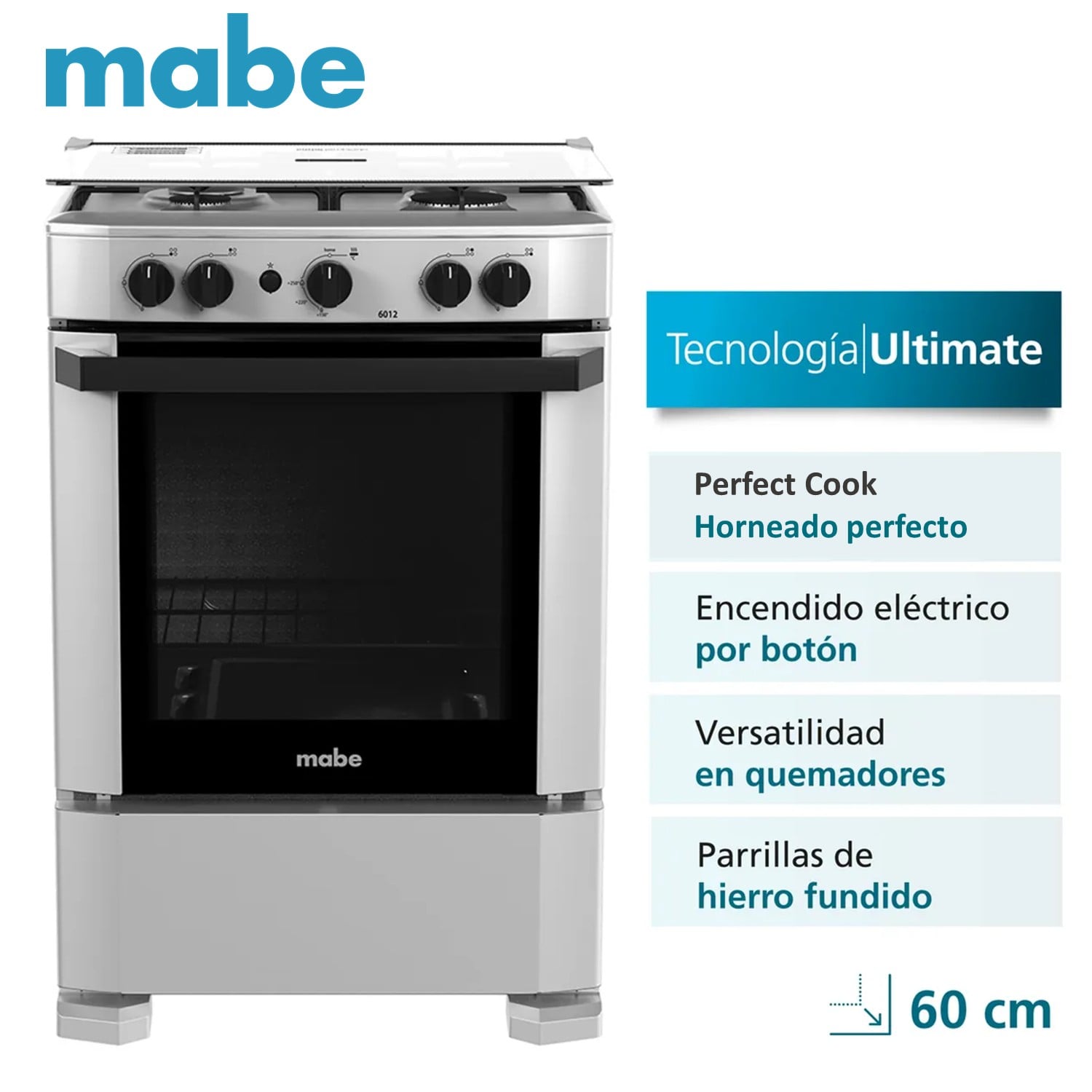 COCINA A GAS MABE 4 HORNILLAS 60 CM SILVER CMP6012AG1 - 1