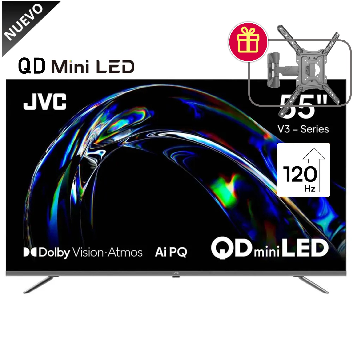 TELEVISOR JVC 55 QD MINILED 4K GOOGLE TV GAMING 120HZ + RACK - 1
