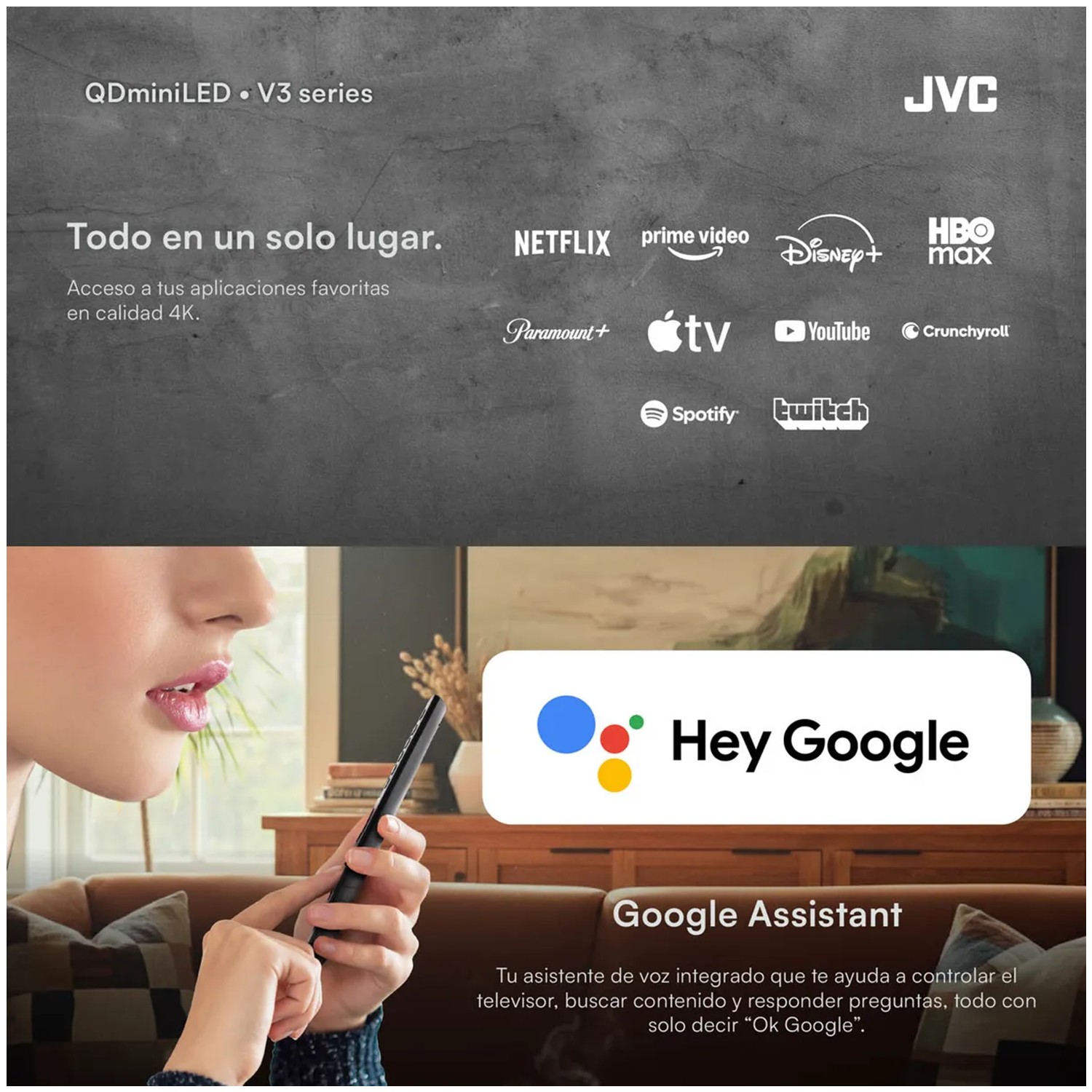 TELEVISOR JVC 55 QD MINILED 4K GOOGLE TV GAMING 120HZ + RACK - 8