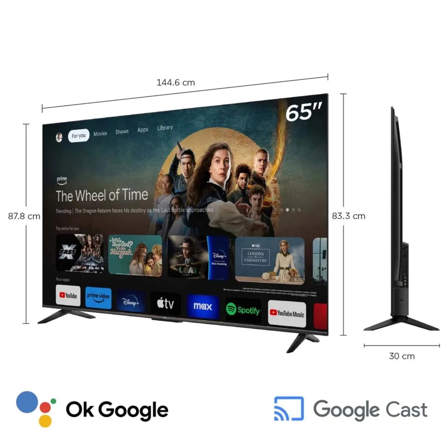 TELEVISOR TCL 65'' SMART TV 4K ULTRA HD GOOGLE TV + ANTENA DIGITAL - 3