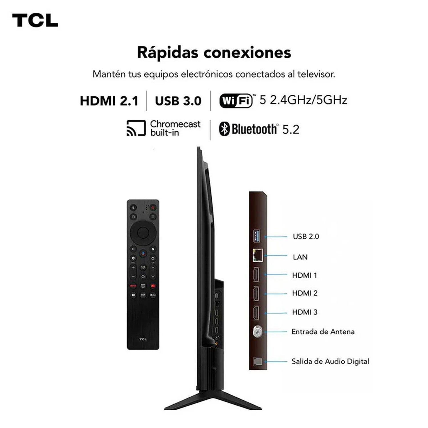 TELEVISOR TCL 55 UHD 4K GOOGLE TV 55P6K + CAFETERA 1.25L - 8