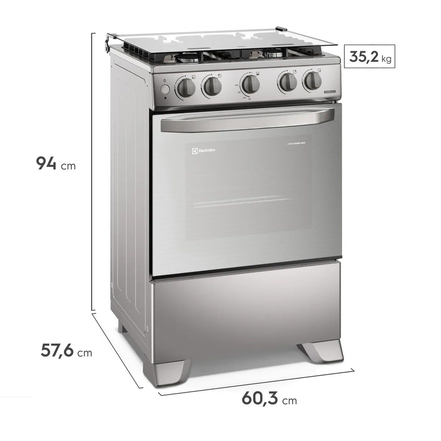 COCINA ELECTROLUX A GAS 4 HORNILLAS ELECTRICO VAPORBAKE 60CM - 3