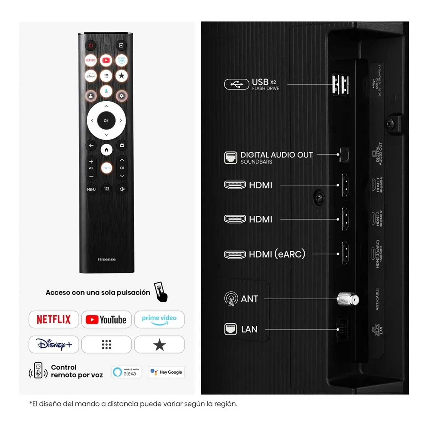 TELEVISOR HISENSE 55' QLED 4K MATE AI GOOGLE TV 55QD68SG + SOUNDBAR 100W - 8