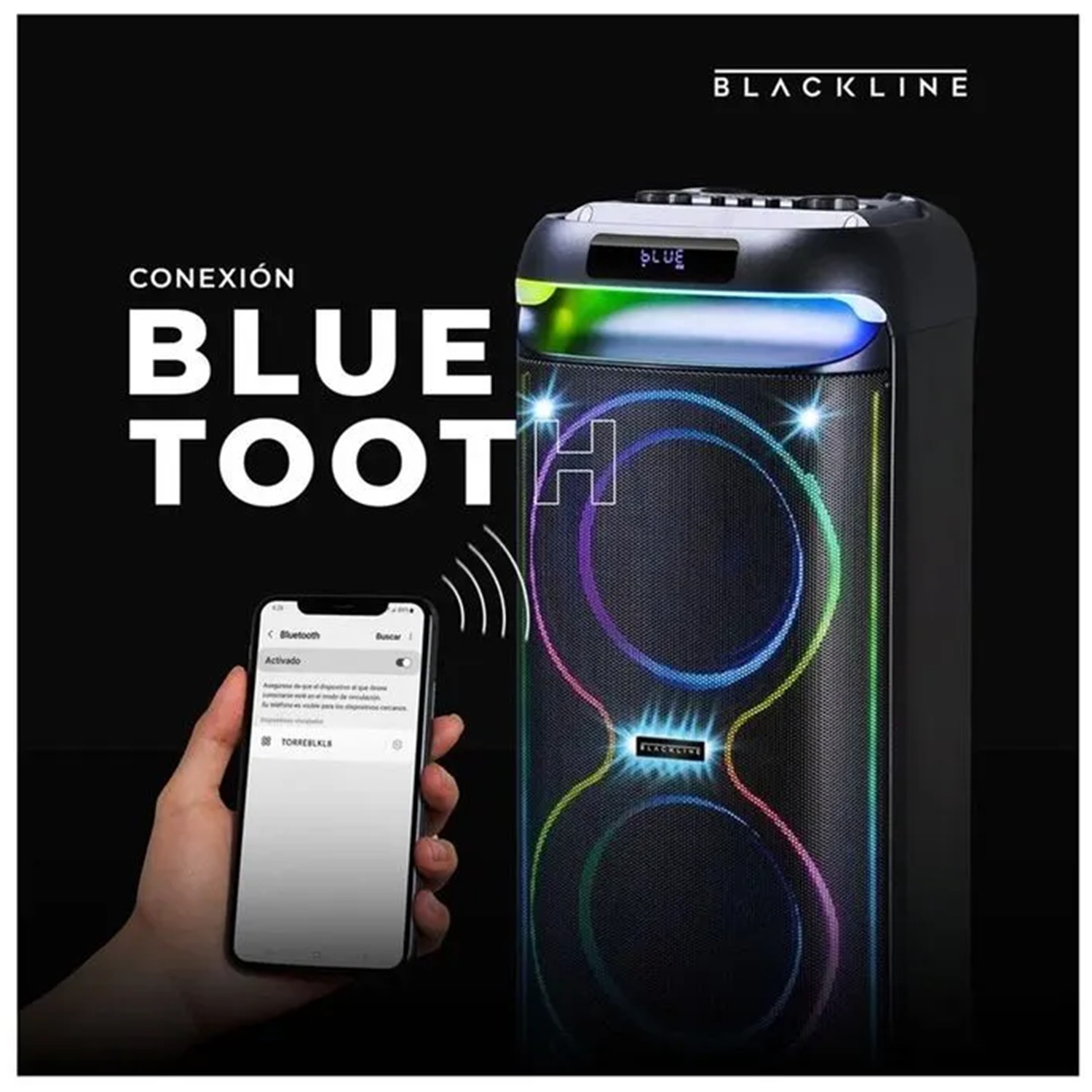 PARLANTE BLACKLINE 2X8 BT FM USB S. ESPACIAL DSP TWS PARTY BOOM - 2