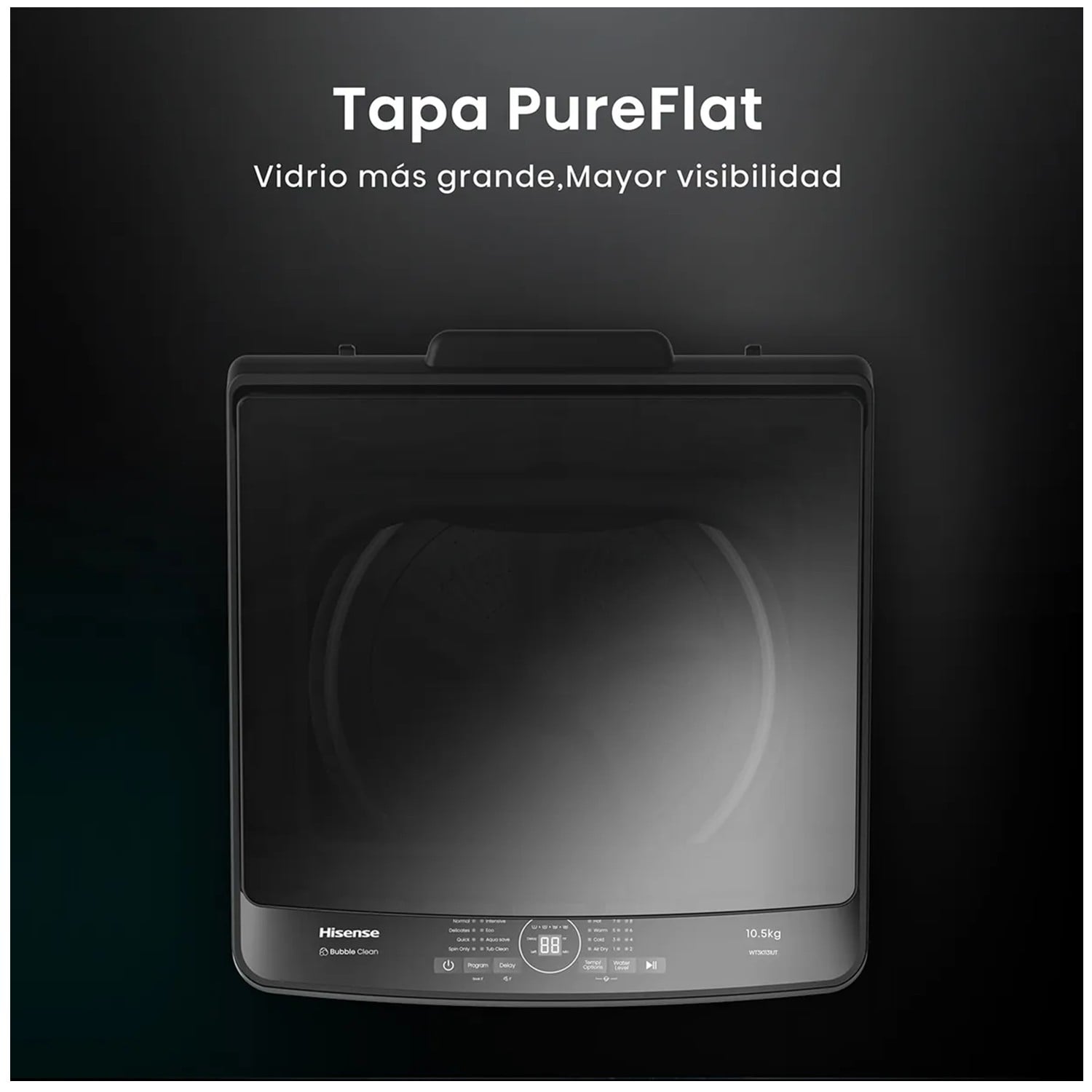 LAVADORA HISENSE CARGA SUPERIOR 10.5KG WT3K1131UT GRIS OSCURO - 6