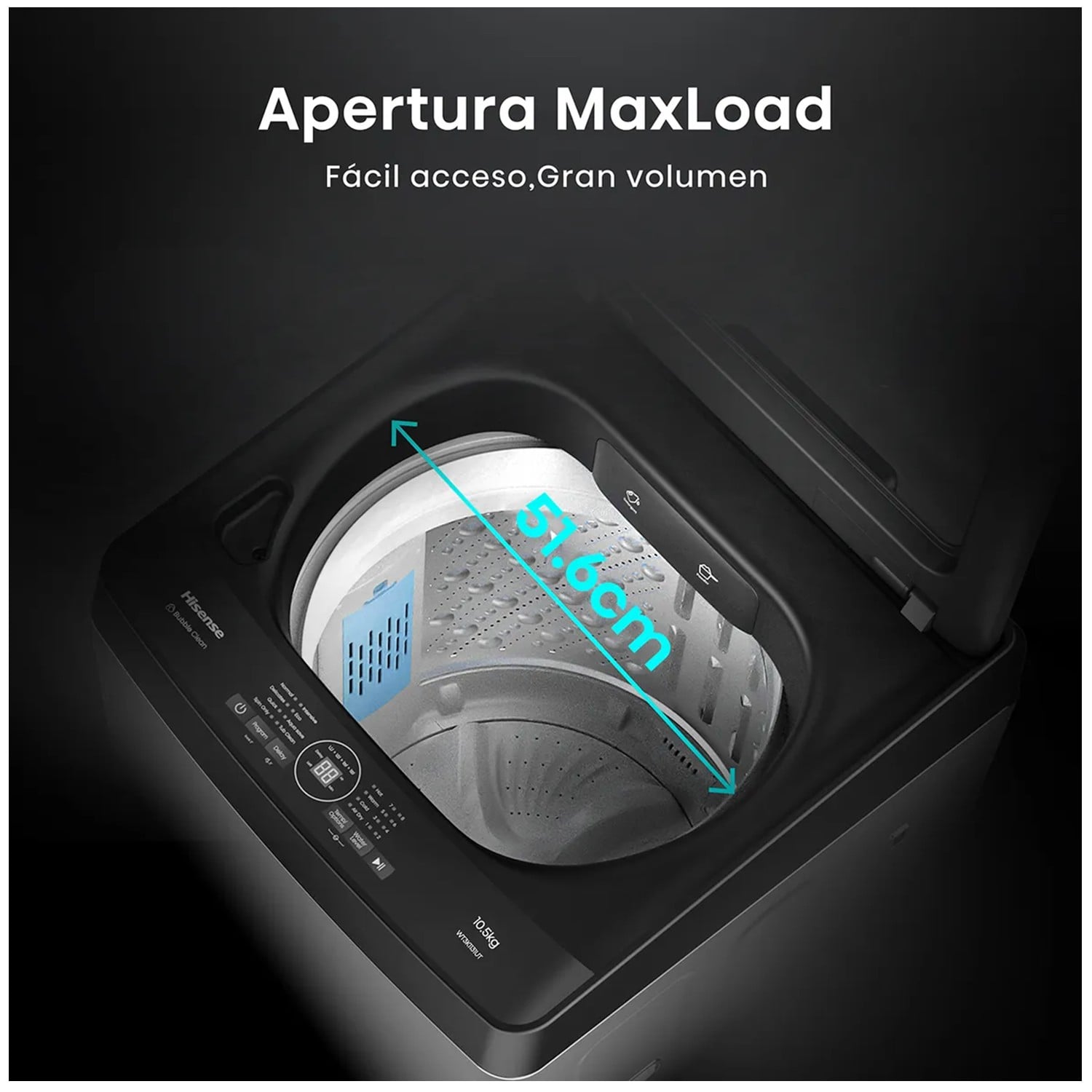 LAVADORA HISENSE CARGA SUPERIOR 10.5KG WT3K1131UT GRIS OSCURO - 7