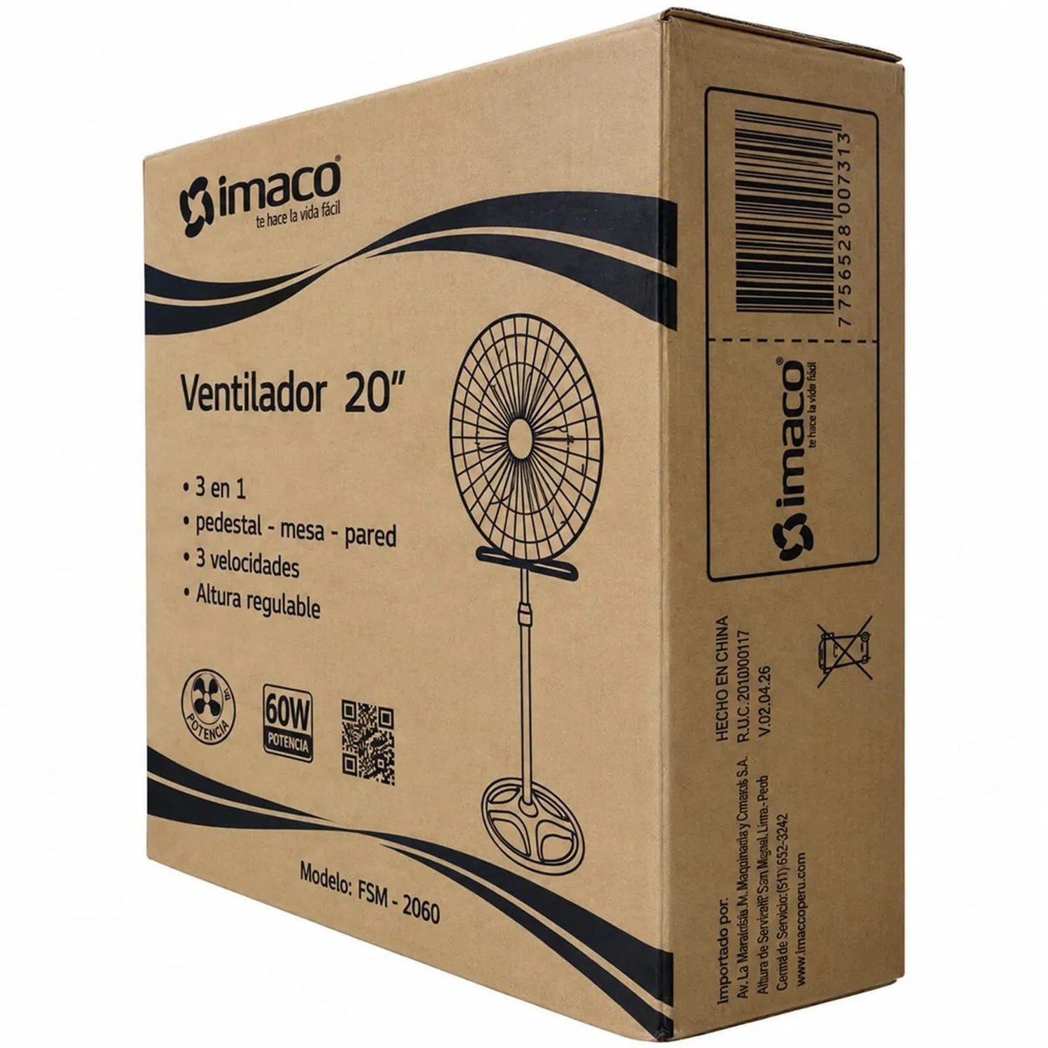 VENTILADOR IMACO FSM 2060 20' 3 EN 1 PEDESTAL MESA Y PARED - 6