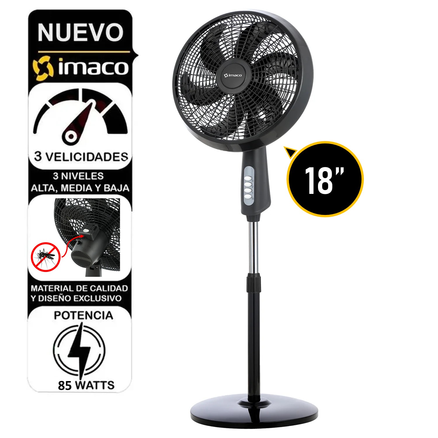 VENTILADOR PEDESTAL IMACO 18″ FSM7518MK ANTIMOSQUITOS - 1